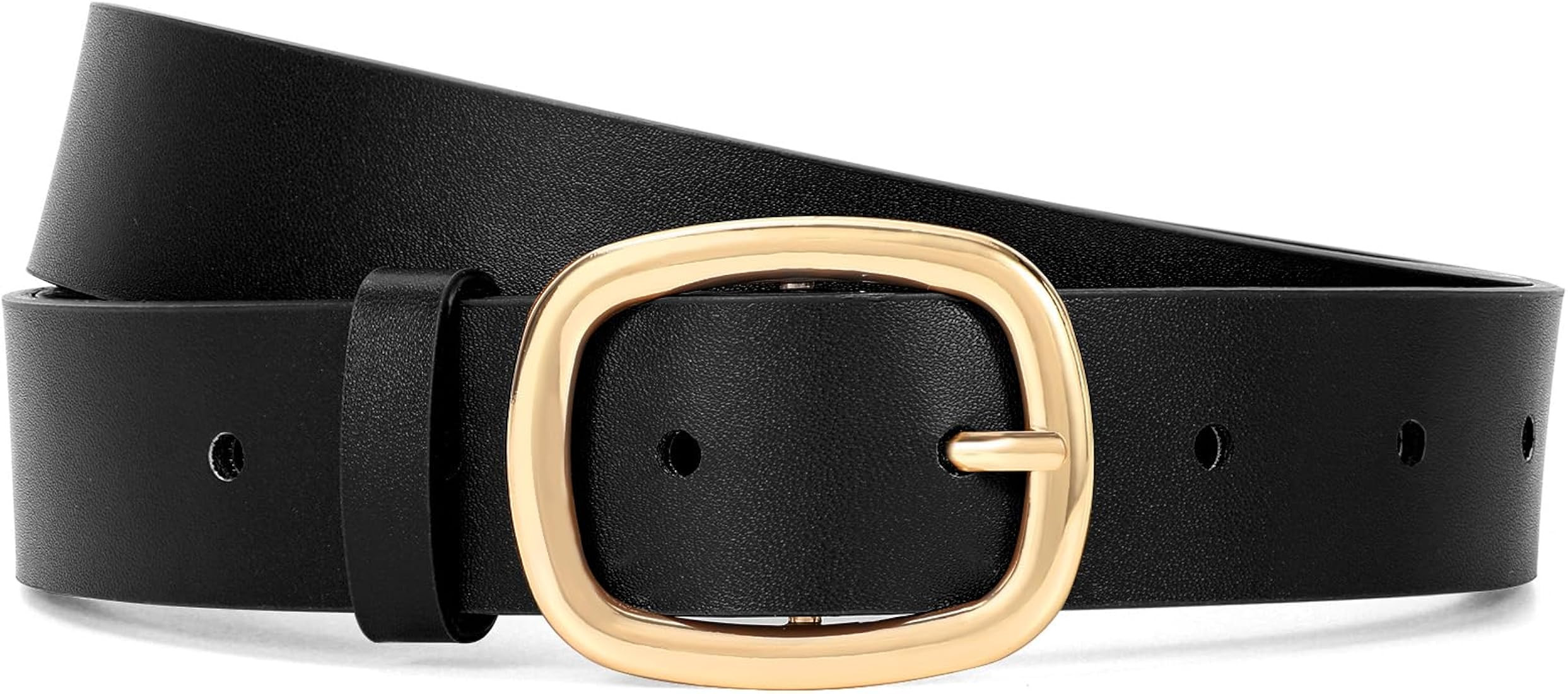 WHIPPY Women Leather Belt Casual Fashion Gold Buckle Leather Waist Belt for Jeans Pants Dresses C... | Amazon (US)