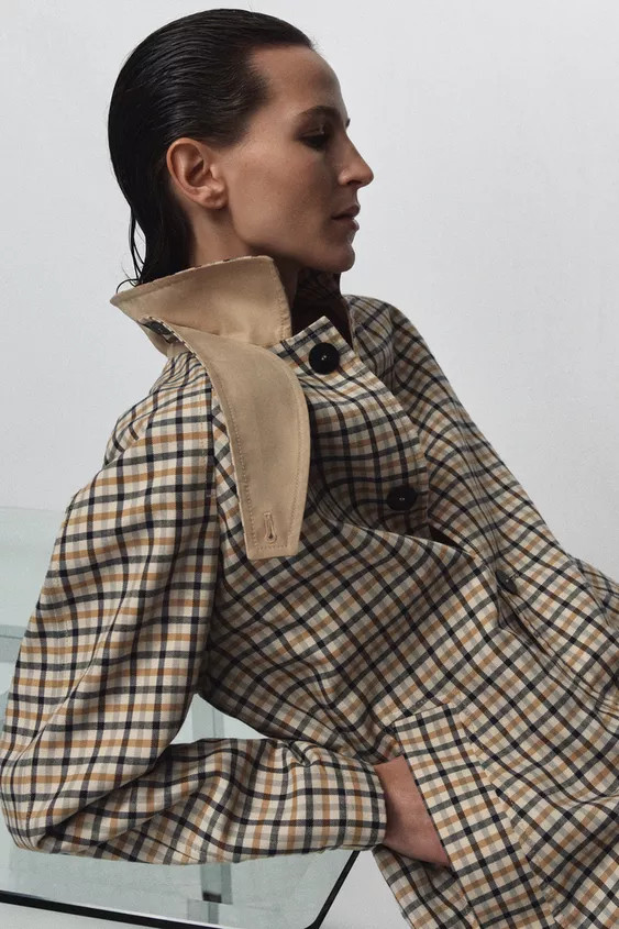 ZW COLLECTION REVERSIBLE CHECKS TRENCH COAT | Zara UK