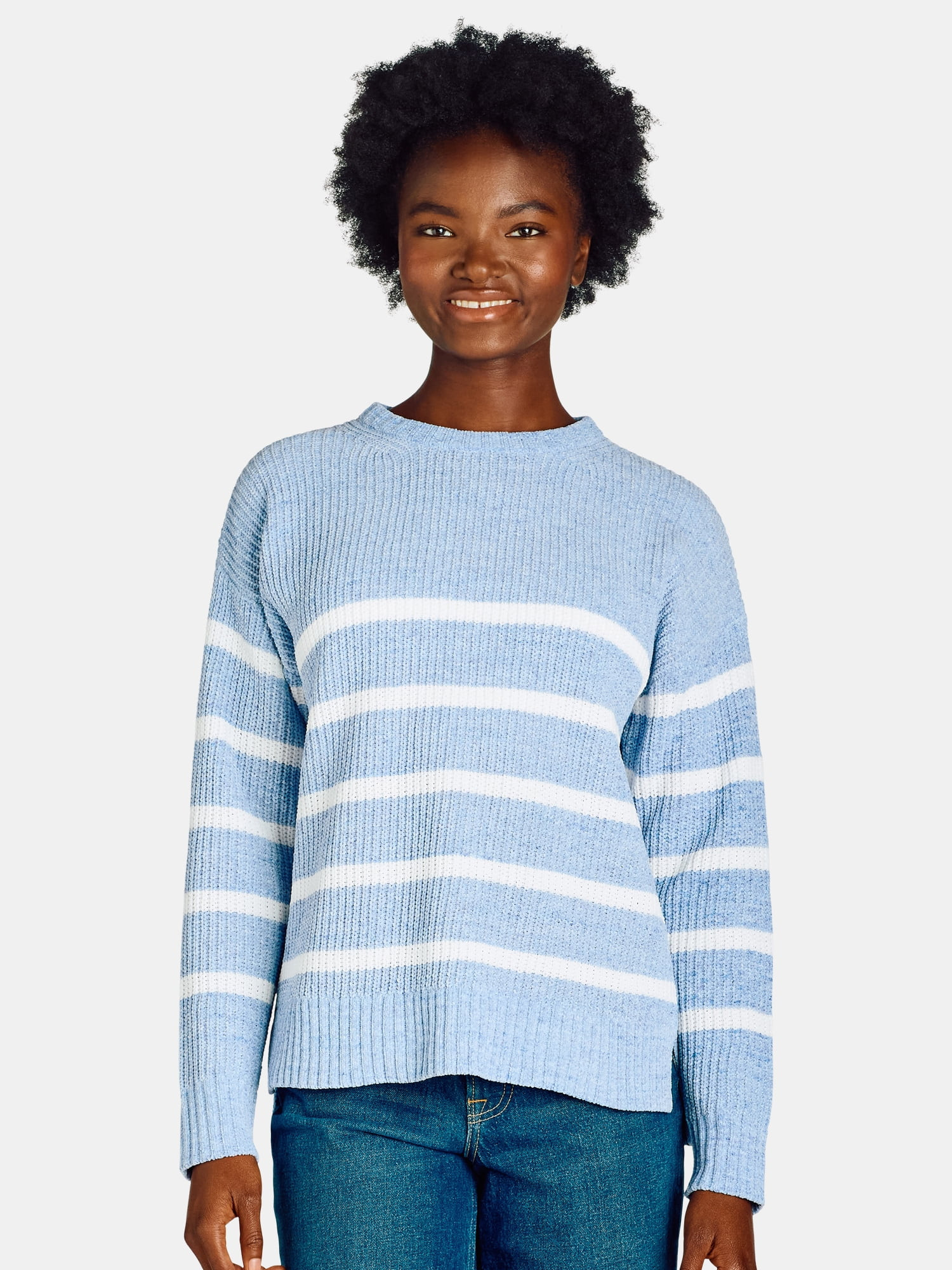 Time and Tru Women’s Chenille Sweater with Long Sleeves, Midweight, Sizes XS-XXXL | Walmart (US)