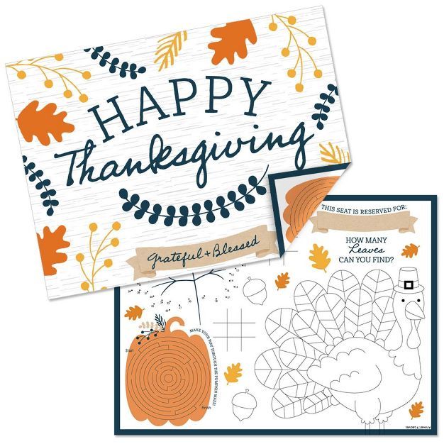 Big Dot of Happiness Happy Thanksgiving - Paper Fall Harvest Party Coloring Sheets - Activity Pla... | Target