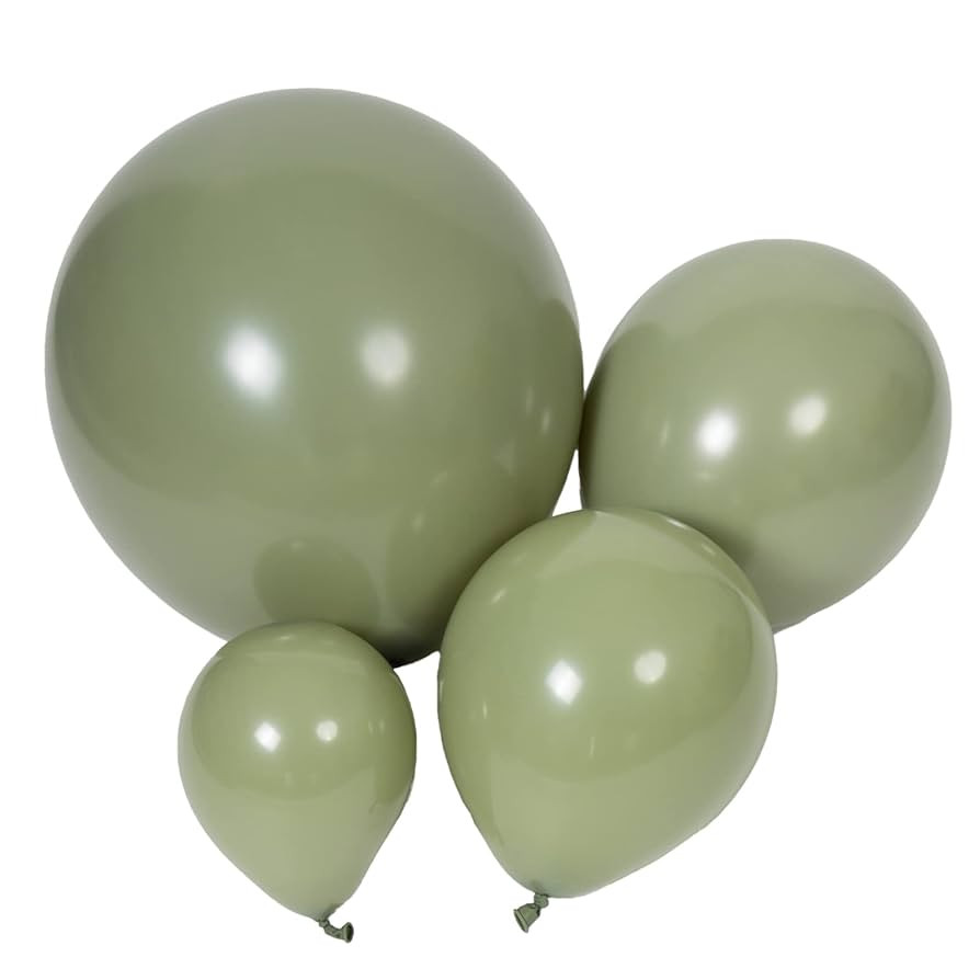 100pcs Sage Green Balloons 18 inch +12 inch +10 inch +5 inch Party Eucalyptus Olive Green Birthda... | Amazon (US)
