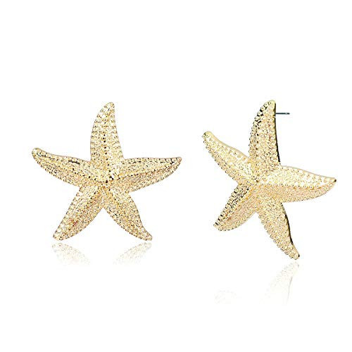 Gold Starfish Earrings for Women Sea Shell Earrings Dangle Golden Mermaid Earrings Gold Beachy Earrings Beach Necklace Summer Jewelry (B) | Amazon (US)