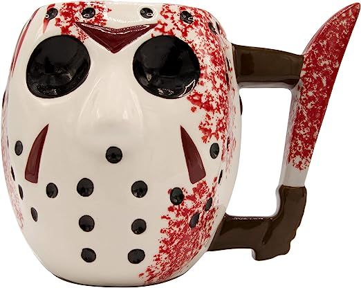 Silver Buffalo Warner Bros Friday The 13th Jason Mask with Knife Ceramic Coffee 3D Sculpted Mug, ... | Amazon (US)