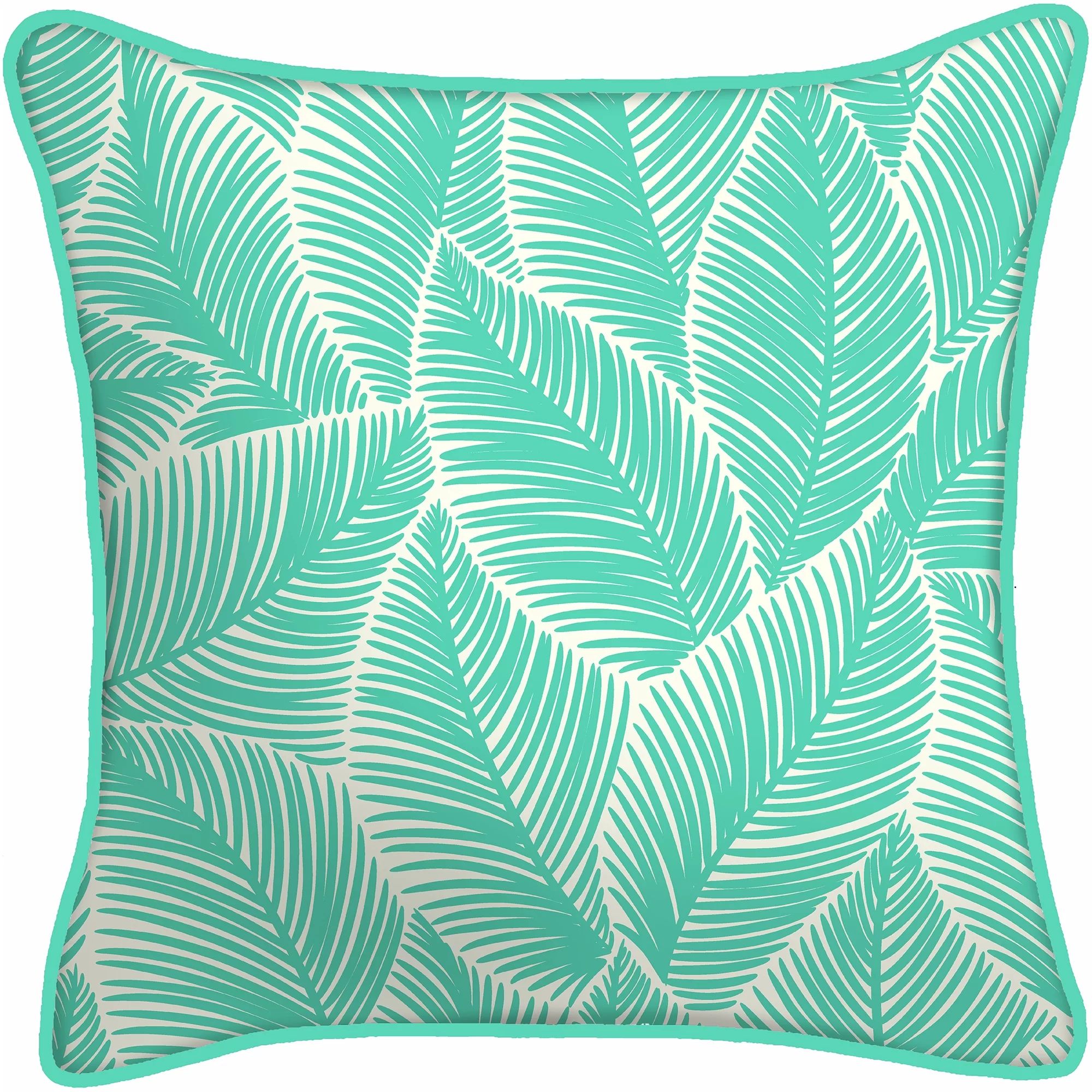 Mainstays Outdoor Throw Pillow, 16", Turquoise Palm Leaves | Walmart (US)