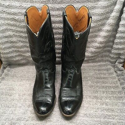 Lucchese Cowboy Boots Mens Size 8.5 D Black Leather Western Made In USA | eBay US