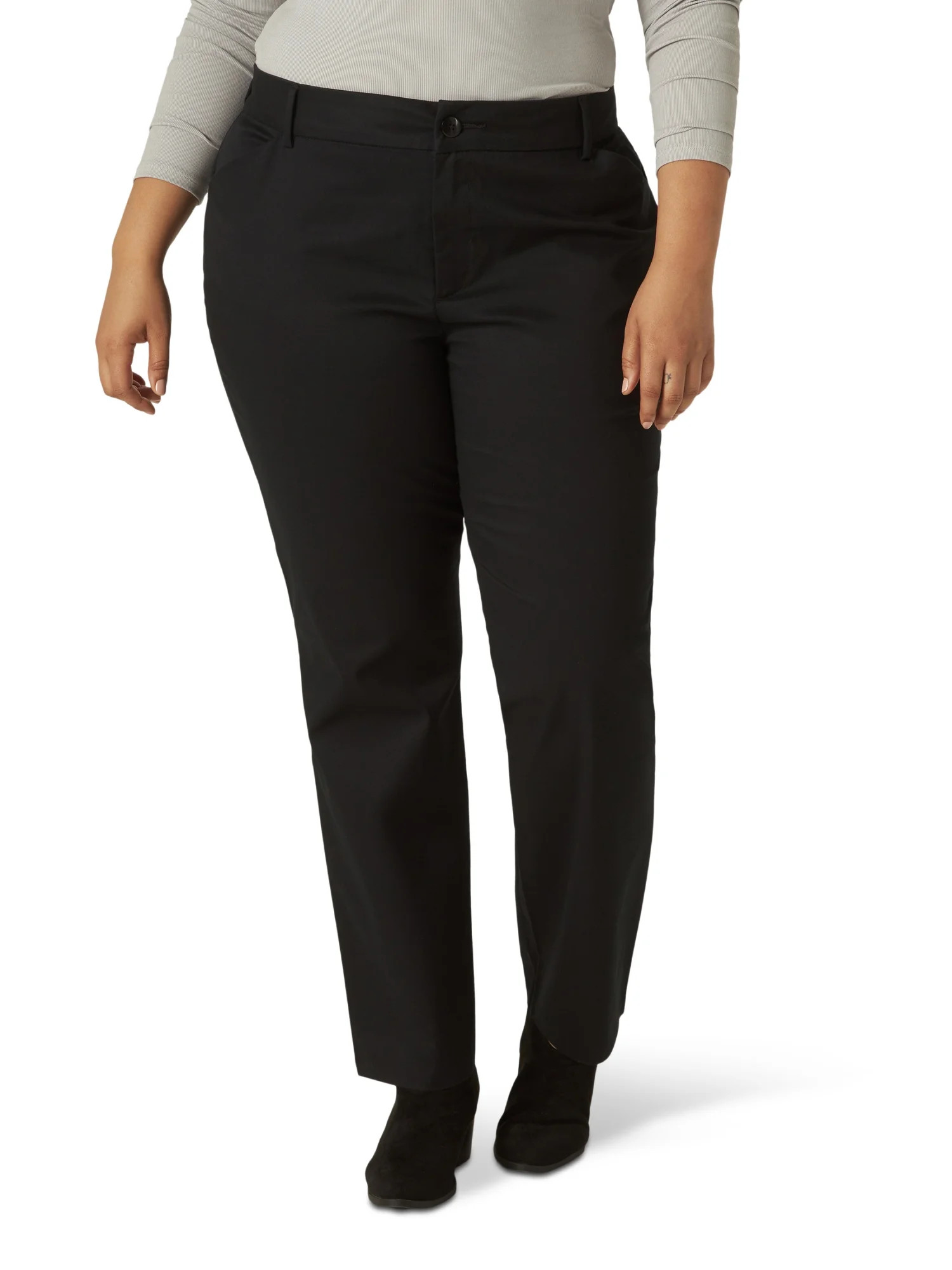 Lee Women's Plus Wrinkle Free Relaxed Fit Straight Leg Pant, Sizes 14-30 - Walmart.com | Walmart (US)