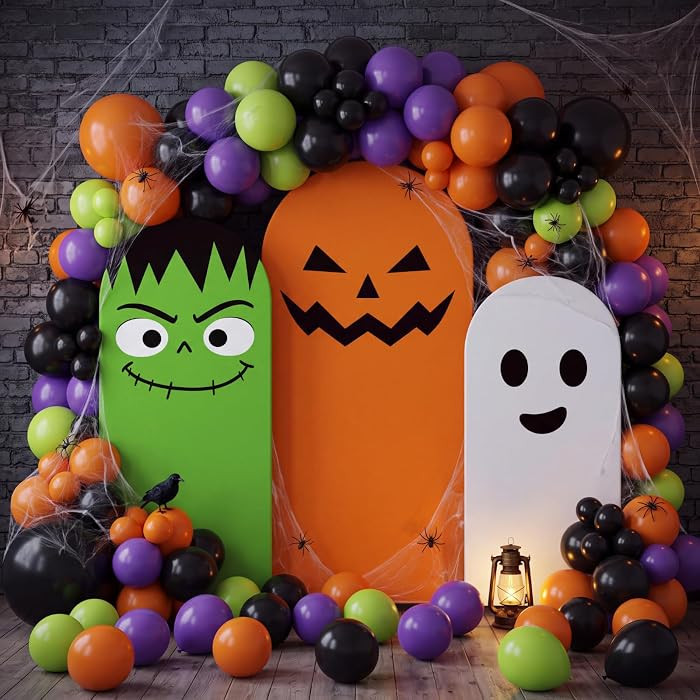Moukeren 3 Pcs Halloween Arch Cover 4ft 5ft 6ft Pumpkin Ghost Theme | Amazon (US)