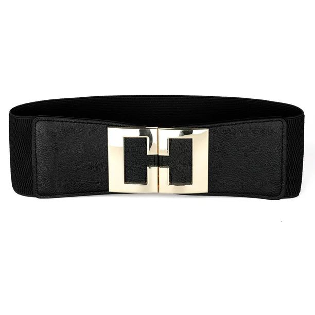 Unique Bargains Women Stretch Waistband Metal Decor Waist Belt Black - Walmart.com | Walmart (US)