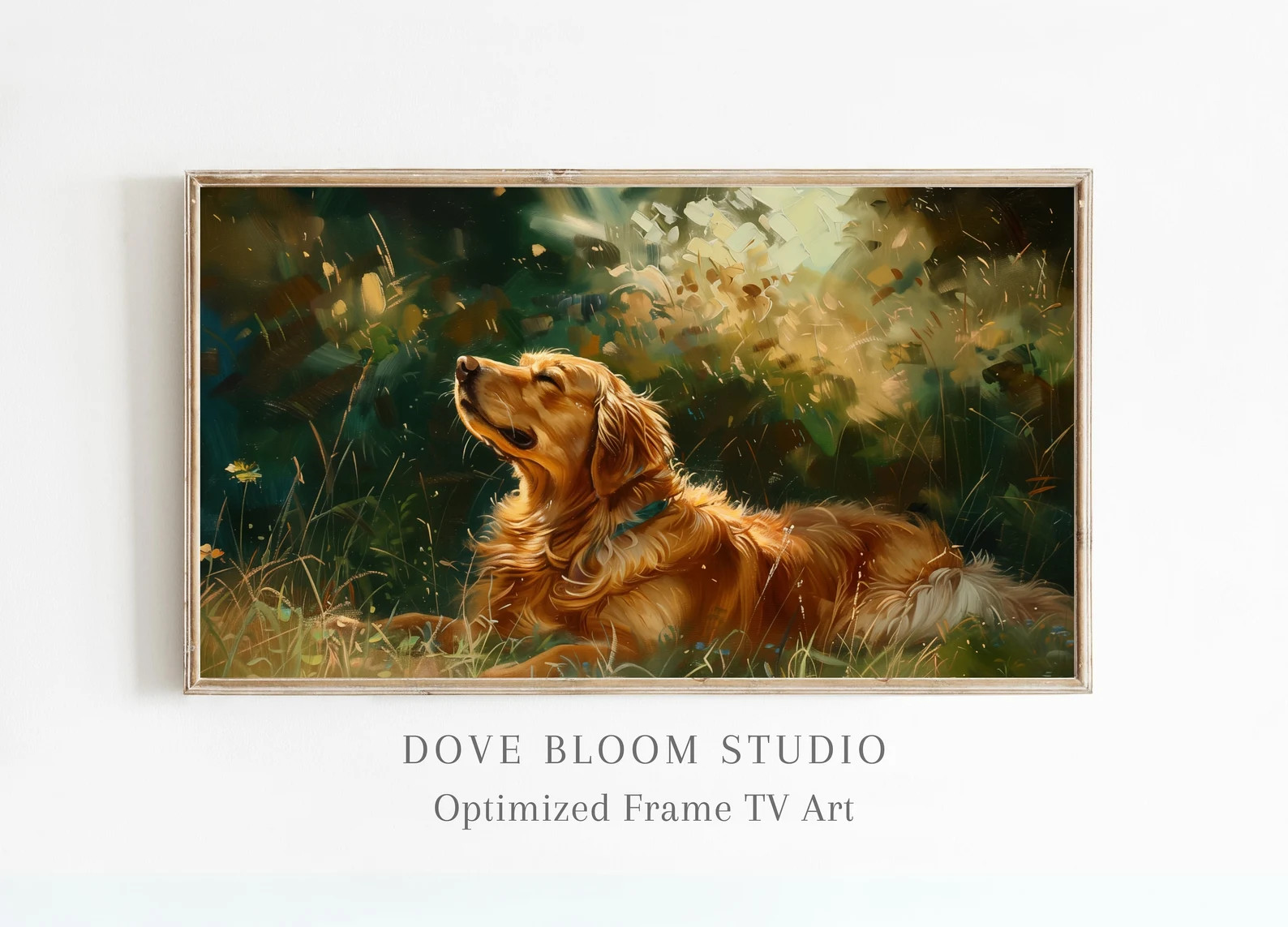 Golden Retriever Summer FRAME TV Art Digital Download, Joyful Golden Retriever Dog in Nature, Oil... | Etsy (Global)