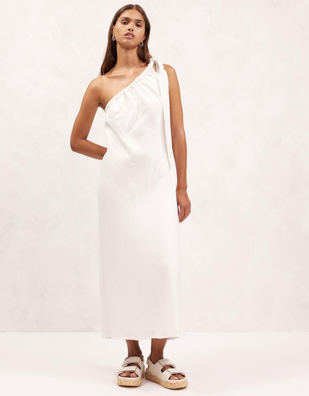 Linen One Shoulder Midi Dress | THE ICONIC (AU & NZ)