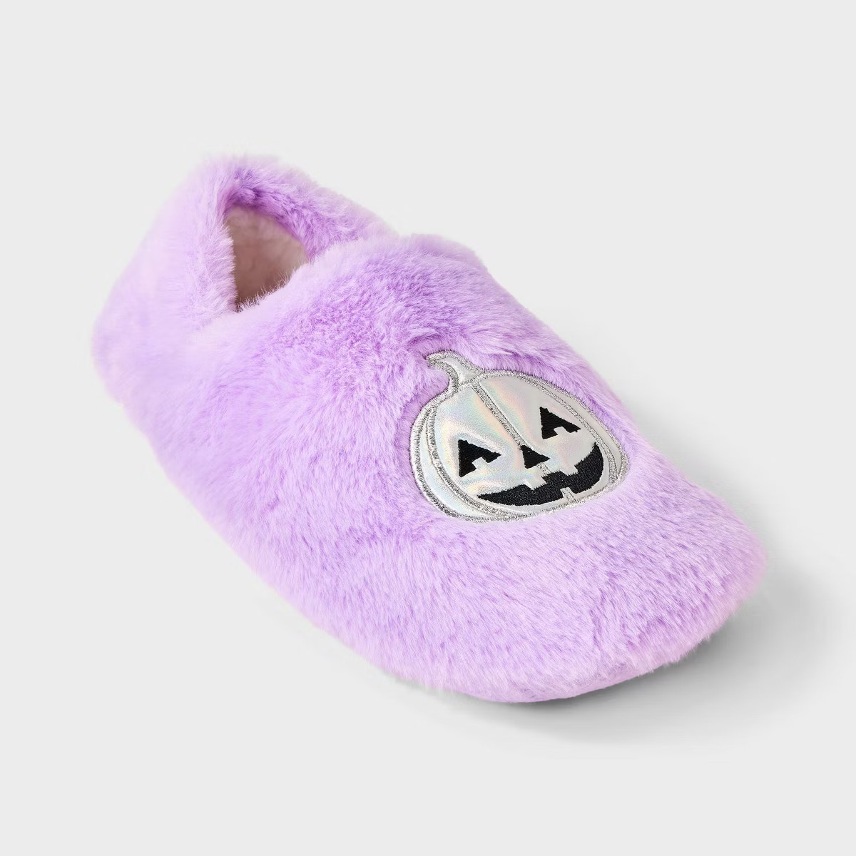 Women's Iridescent Pumpkin Halloween Faux Fur Slipper Socks with Grippers - Hyde and EEK! Boutiqu... | Target