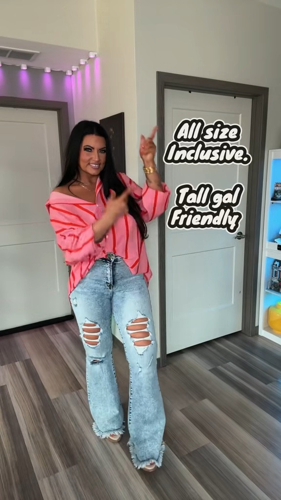 Size down one in the jeans. I’m wearing an 11 my normal size is a 12. I’m 5’6 in height. They’re a 34 inseam. Use code: ambergoobs at checkout, to save$$

#LTKTall #LTKOver40 #LTKMidsize