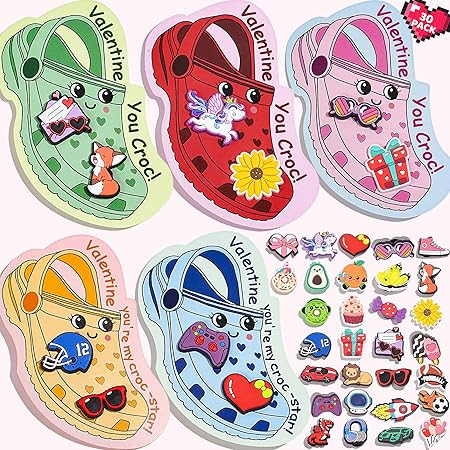 AYGXU Valentines day cards for kids school-valentines day gifts for kids,30pcs Cards with 60 Shoe... | Amazon (US)