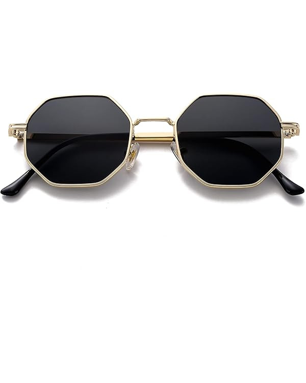 PORADAY Square Sunglasses for Women Men Retro Octagon Metal Sun Glasses Vintage Polygon Shades | Amazon (US)