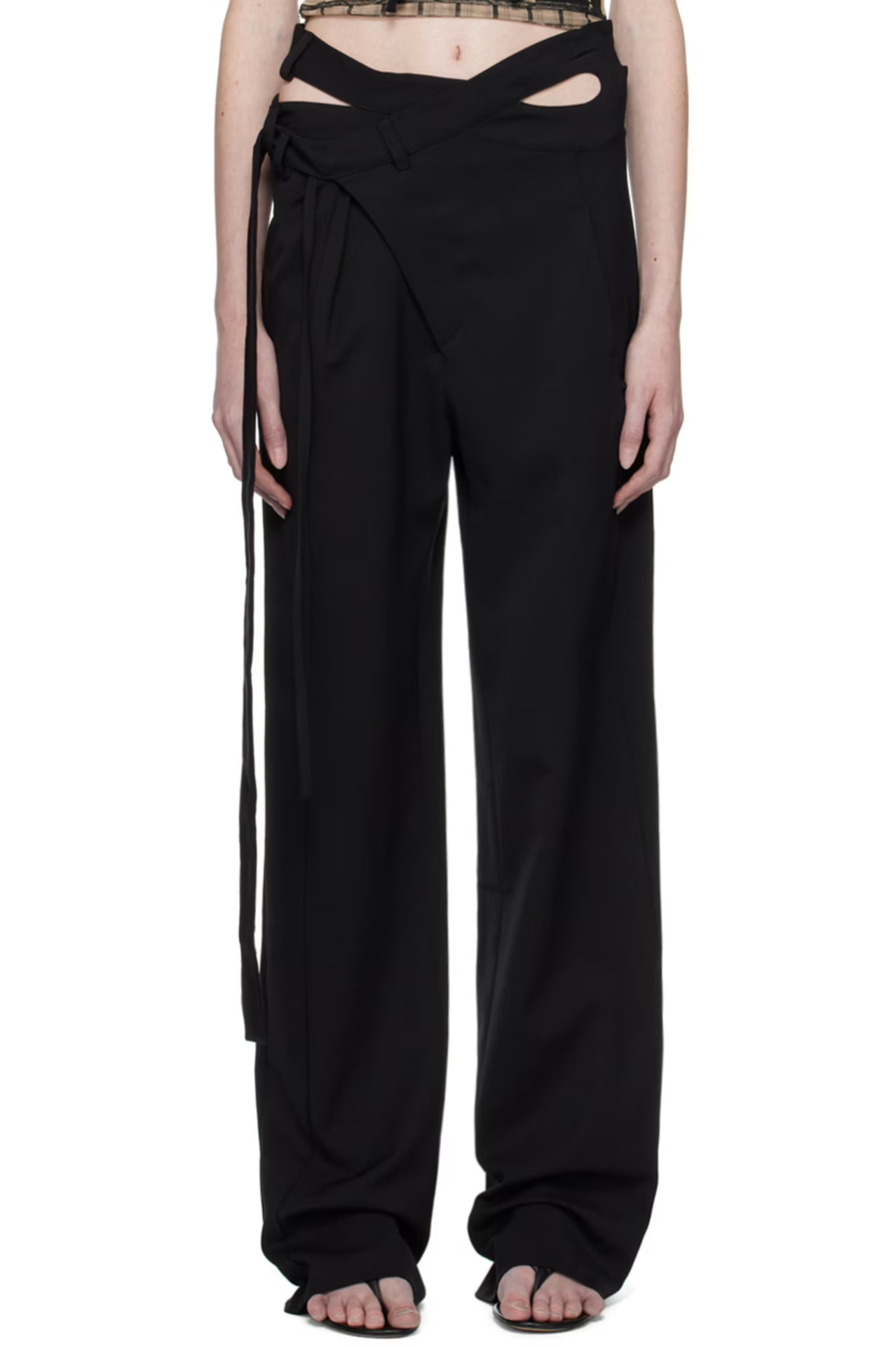 Ottolinger - Black Signature Wrap Suit Trousers | SSENSE
