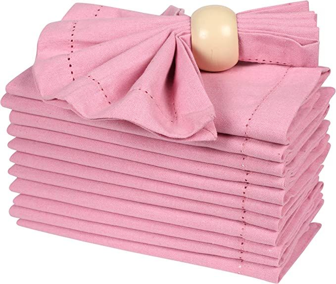 Cotton Cloth Dinner Napkin 18x18 Baby Pink with Hemstitched,Wedding Napkins, Cocktails Napkins, F... | Amazon (US)