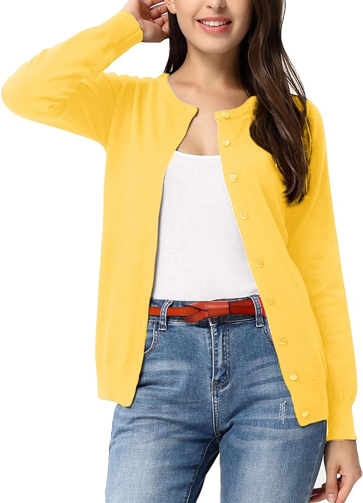 GRACE KARIN Women's Classic Long Sleeve Knit Cardigan Sweaters Casual Open Front Button Down Card... | Amazon (US)