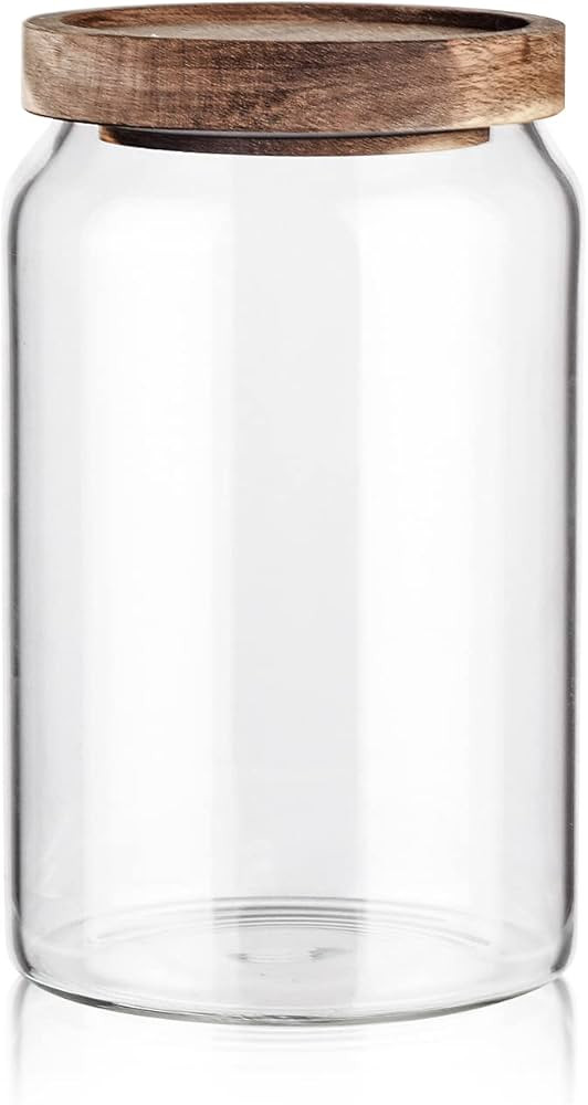 Labina Bocaux de rangement hermétiques en verre avec couvercles en bois, 907,2 g à large ouvert... | Amazon (CA)