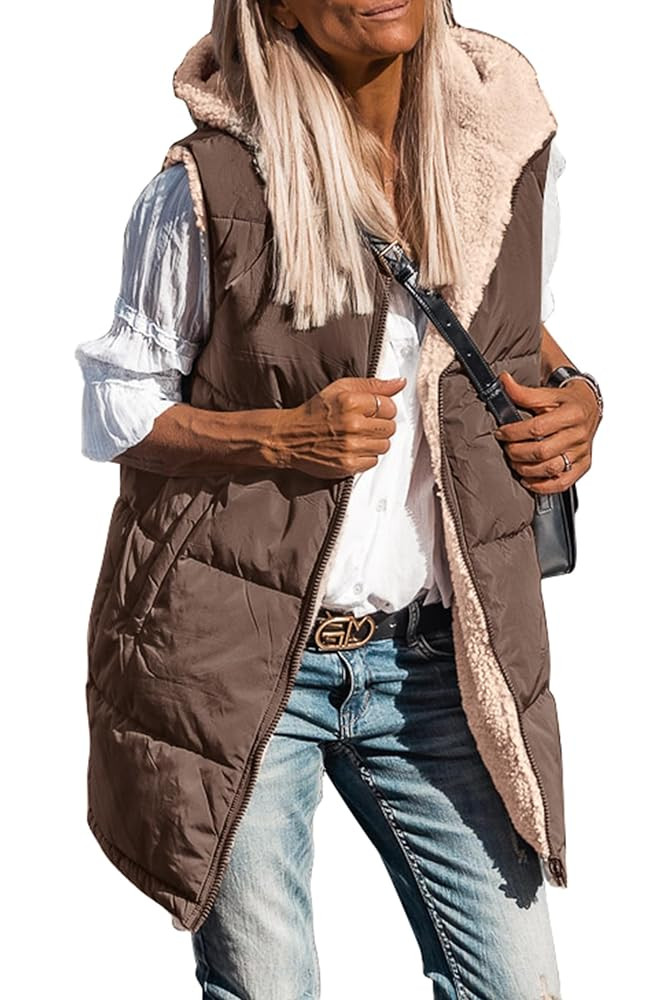 PRETTYGARDEN Womens 2025 Fall Lightweight Vests Sleeveless Fleece Jacket Zip Up Hoodie Pockets Lo... | Amazon (CA)