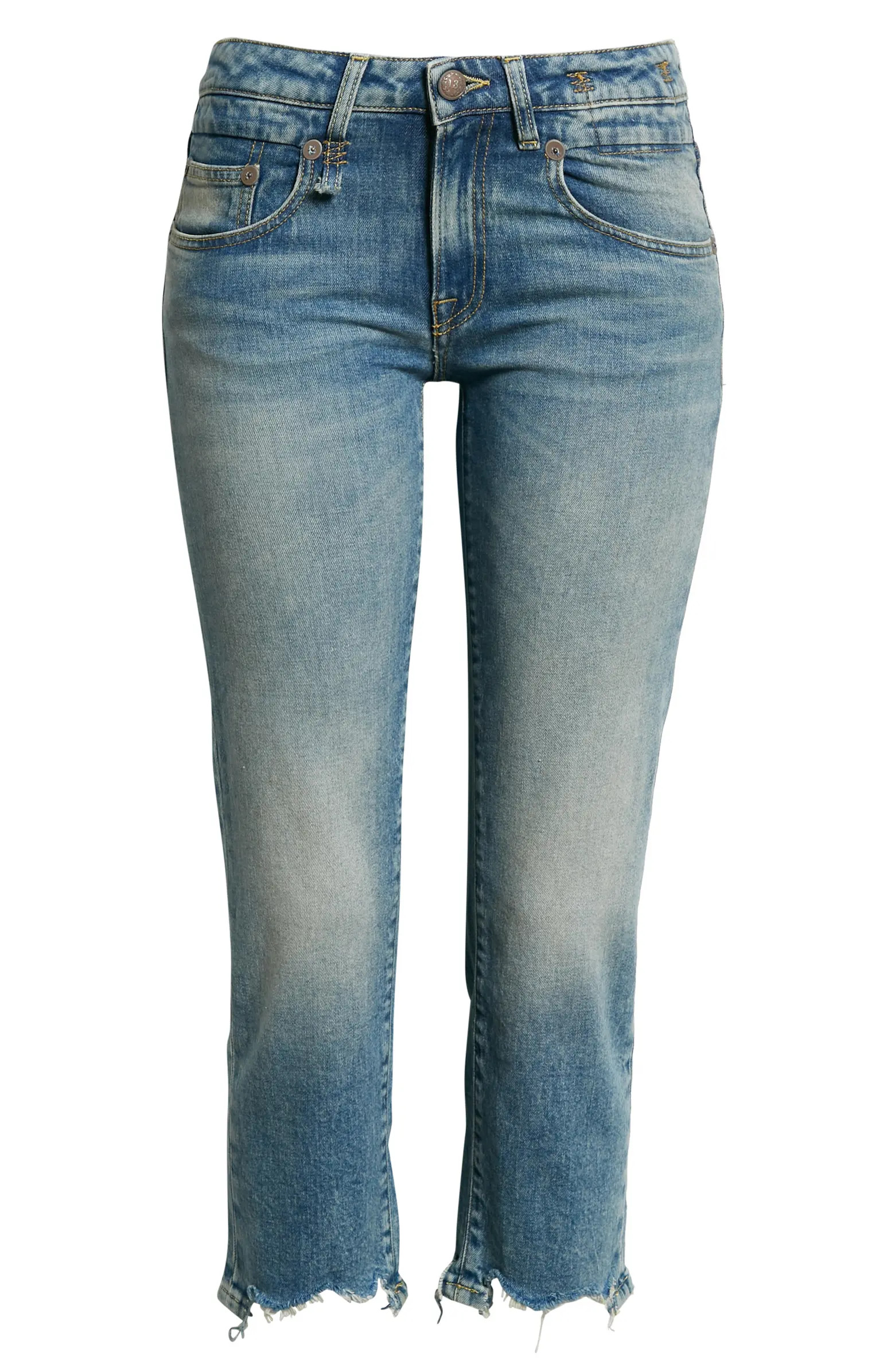 Chewed Hem Crop Straight Leg Jeans | Nordstrom