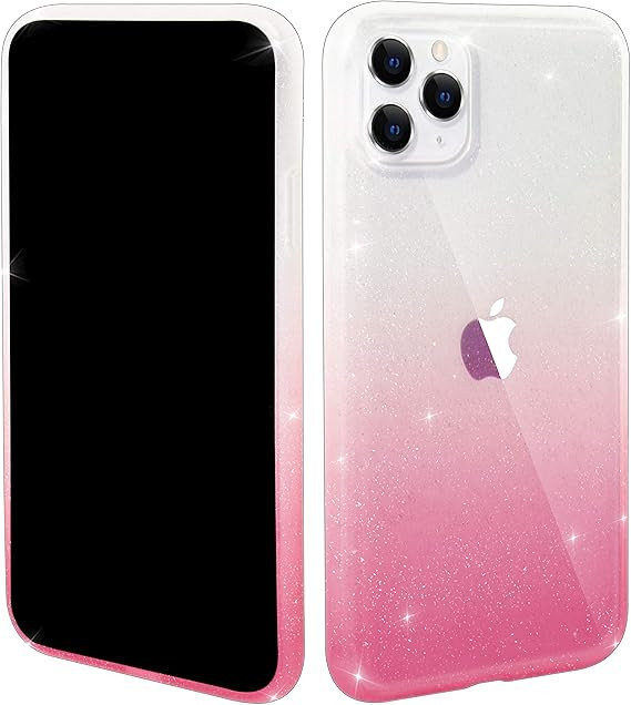 Tzomsze iPhone 11 Pro Glitter Case, Clear Gradient Sparkle Bling Shockproof Case Matte Bumper TPU... | Amazon (US)