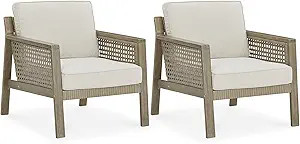 Signature Design by Ashley Outdoor Barn Cove Eucalyptus Patio Lounge Chair, 2 Count, Brown | Amazon (US)