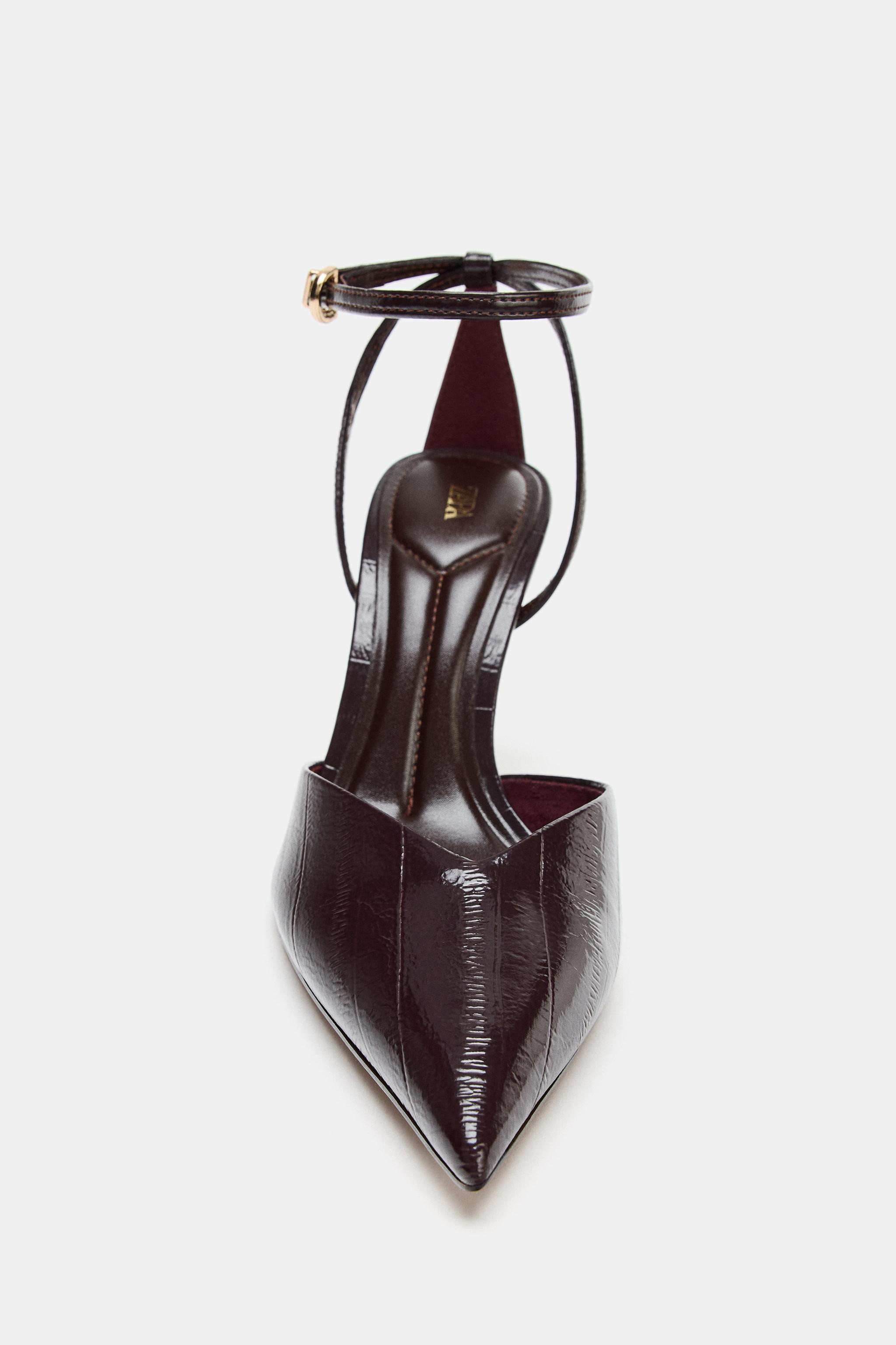 STRAPPY PATENT FINISH SLINGBACK SHOES | Zara US