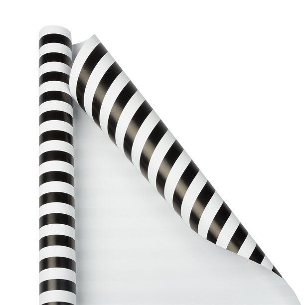 JAM Wrapping Paper, 25 Sq Ft, 1/Pack, Black & White Stripe Gift Wrap | Walmart (US)