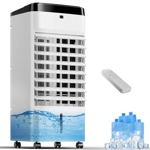 KEGIAN Portable Air Conditioners, 3-in-1 Evaporative Air Cooler with 12H Timer, 4 Modes & 3 Speeds, Remote, 120° Oscillation, Swamp Cooler for Bedroom, Home, Office, Room, Indoor Use, 23" Portable AC | Amazon (US)