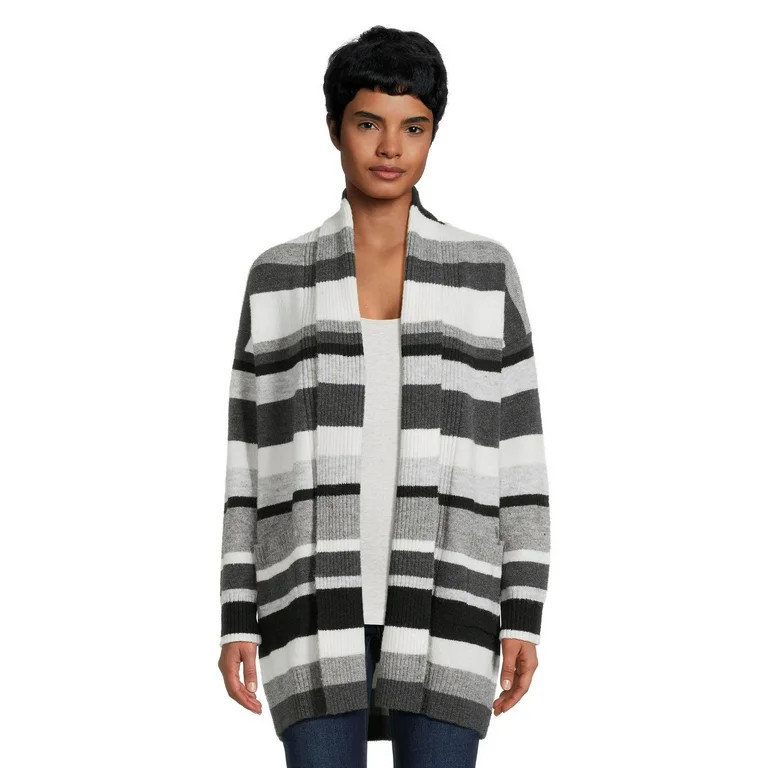Time and Tru Women's Fuzzy Cardigan Sweater with Pockets, Midweight, Sizes XS-XXXL | Walmart (US)