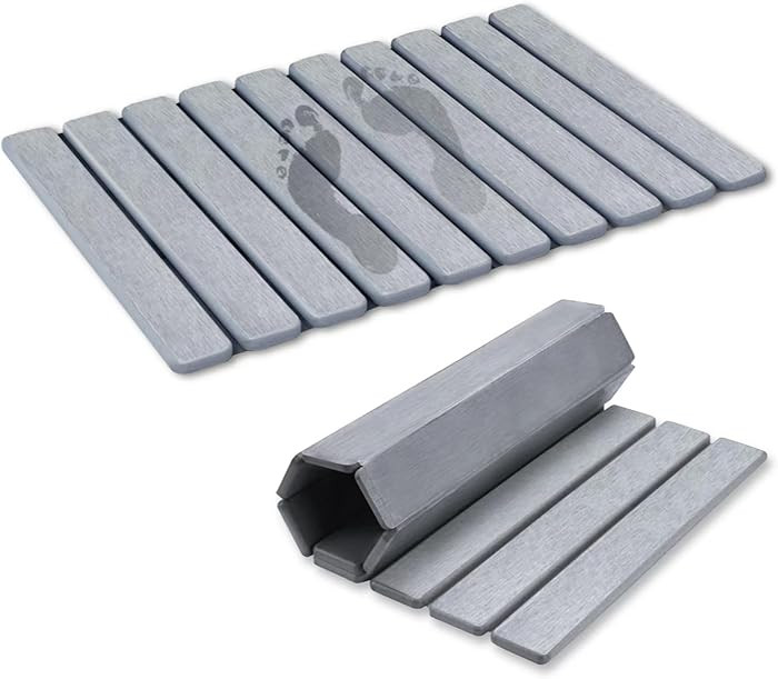 Revid Foldable Stone Bath Mats for Bathroom, 24"(L)×16"(W) Diatomaceous Earth Bath Mat, Non-Slip... | Amazon (US)