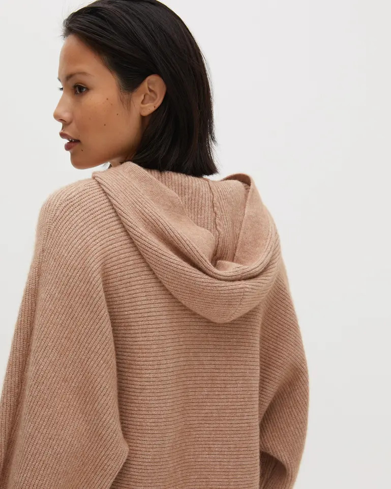 Ribbed Camel Brown Knitted Hoodie | Oliver Bonas IE | Oliver Bonas (Global)