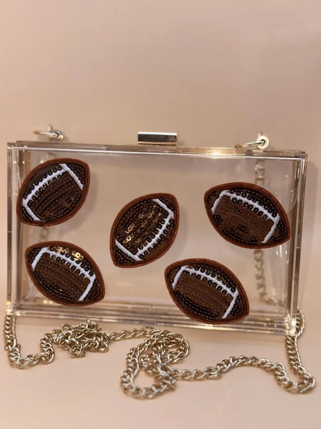 Clear Stadium Approved Football Purse – Game Day Crossbody With Sequin Footballs - Etsy | Etsy (US)