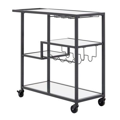 Estelle Step Tier Metal and Glass Bar Cart - Inspire Q | Target