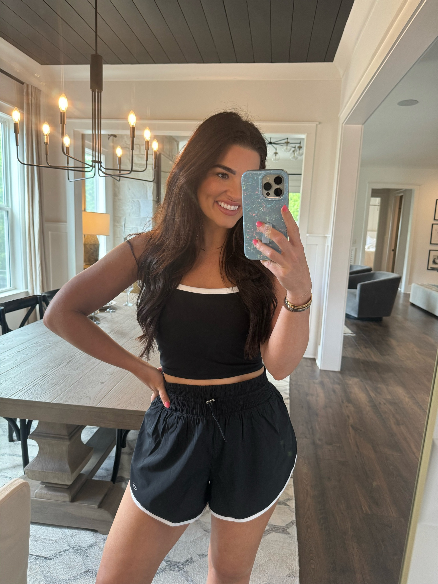 Loving Abercrombie active wear!

Top: size small
Shorts: size medium 

Fits true to size!