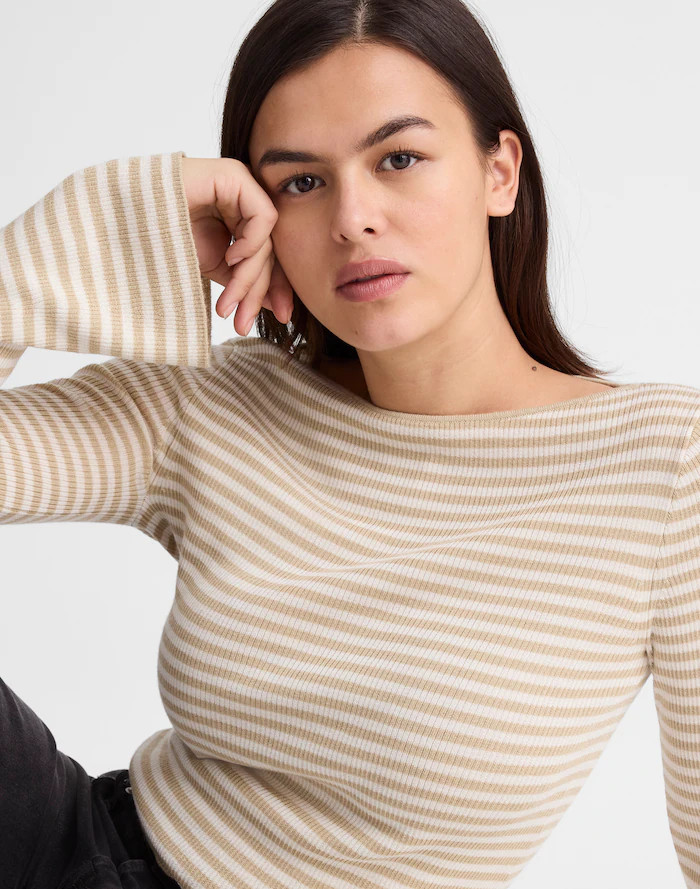 Flared-Sleeve Boatneck Sweater in Merino Wool-Silk Blend | Madewell