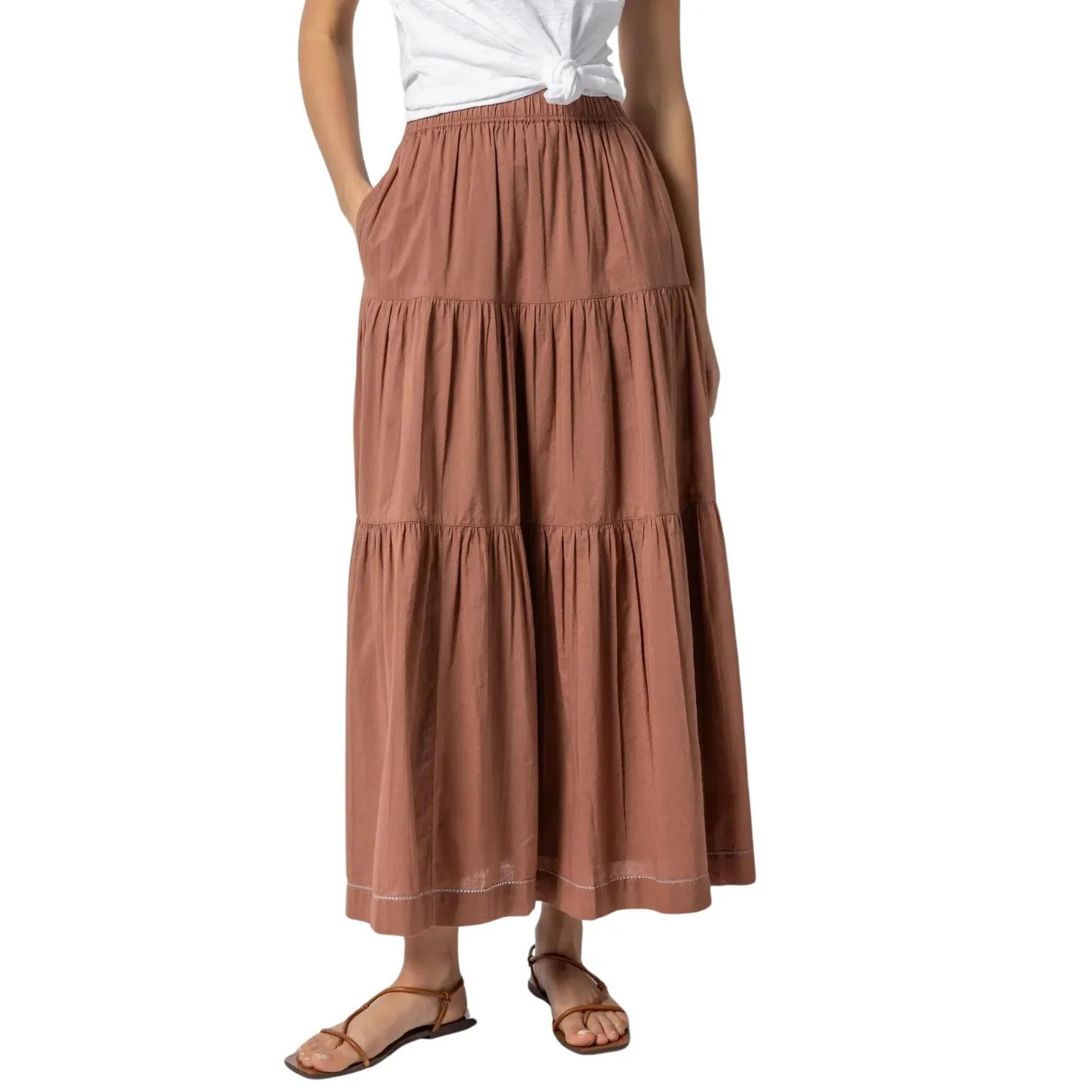 Tiered Maxi Skirt In Burnt Sienna | Shop Simon