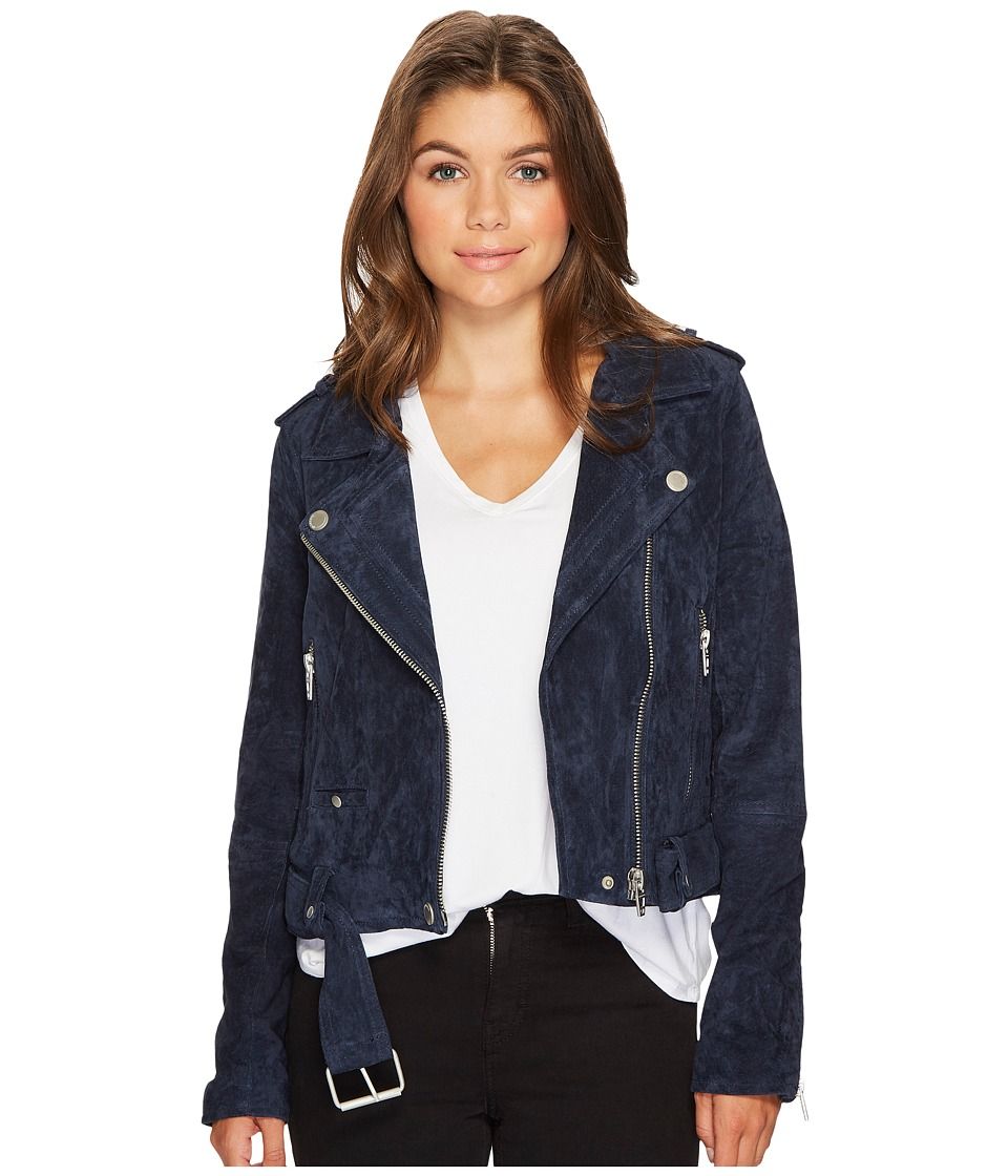 Blank NYC - Navy Blue Moto Jacket in Blue Valentine (Blue Valentine) Women's Coat | Zappos