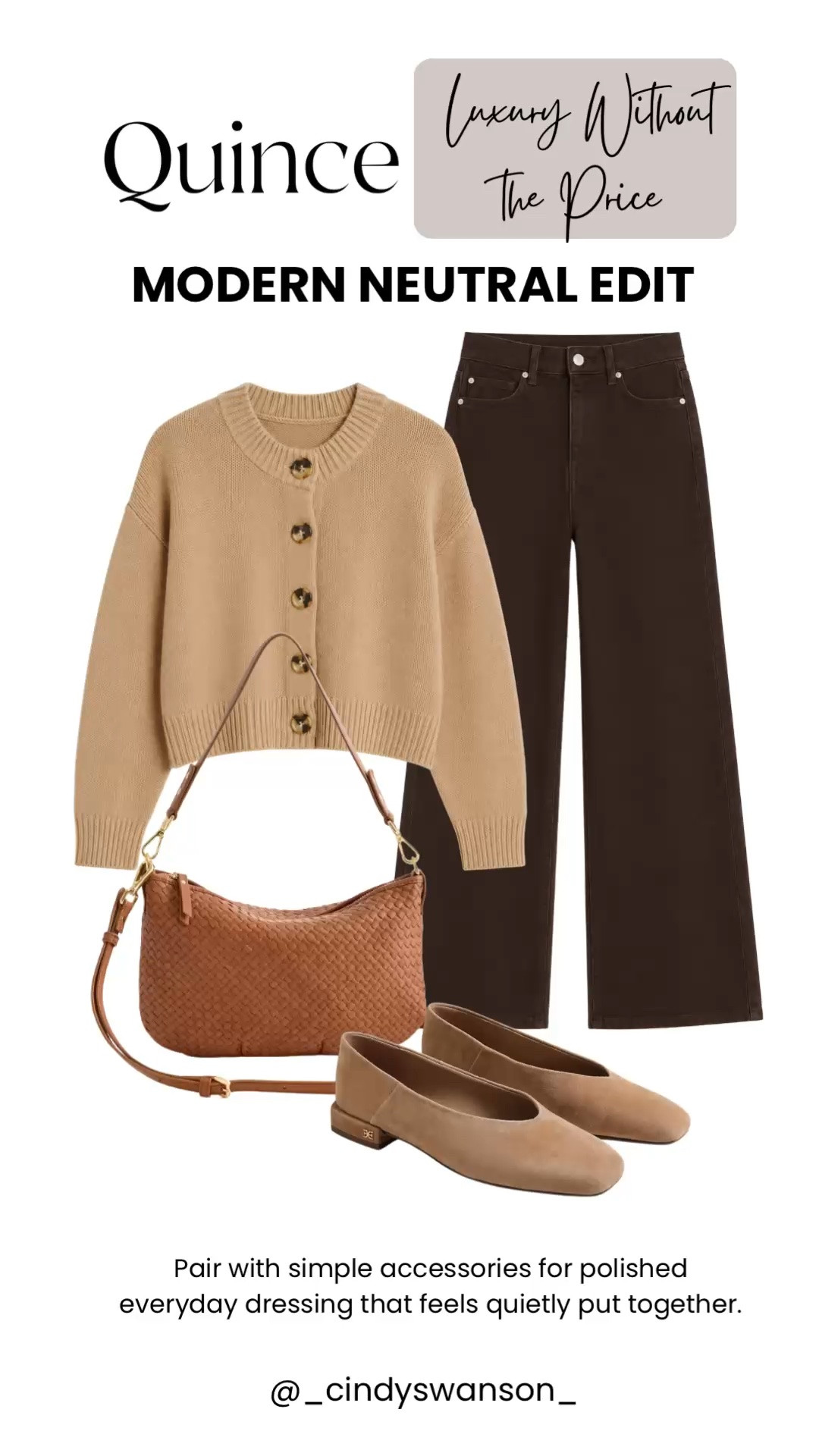 This is such an easy combination of soft neutrals and rich chocolate brown. The relaxed cardigan, brown denim, woven leather crossbody, and suede flats create a polished everyday look with pieces that can mix beautifully into the rest of your wardrobe.

💡 LTK MADE EASY
❤️ Heart = Support my posts!
🔖 Save = Get sale & restock alerts
📋 Lists = Keep favorites organized
📲 Share = Send lists and products to a friend. Hello, Christmas List!
💬 Comment = Ask me anything about what I’m wearing. :-)

#LTKootd #LTKSeasonal #LTKOver40