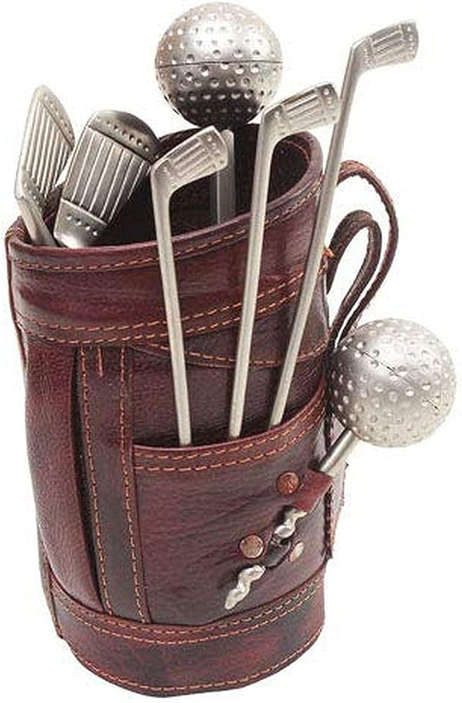 TONGARI Women's Gift Brown Leatherette Kit Bag With Silver Golf Bar Set - Gift, Metal, No Gemston... | Amazon (CA)