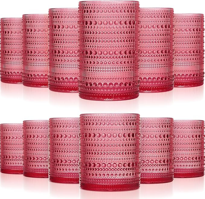 Foaincore 12 Count Hobnail Drinking Glasses Set Vintage Glassware Old Fashioned Beverage Glasses ... | Amazon (US)