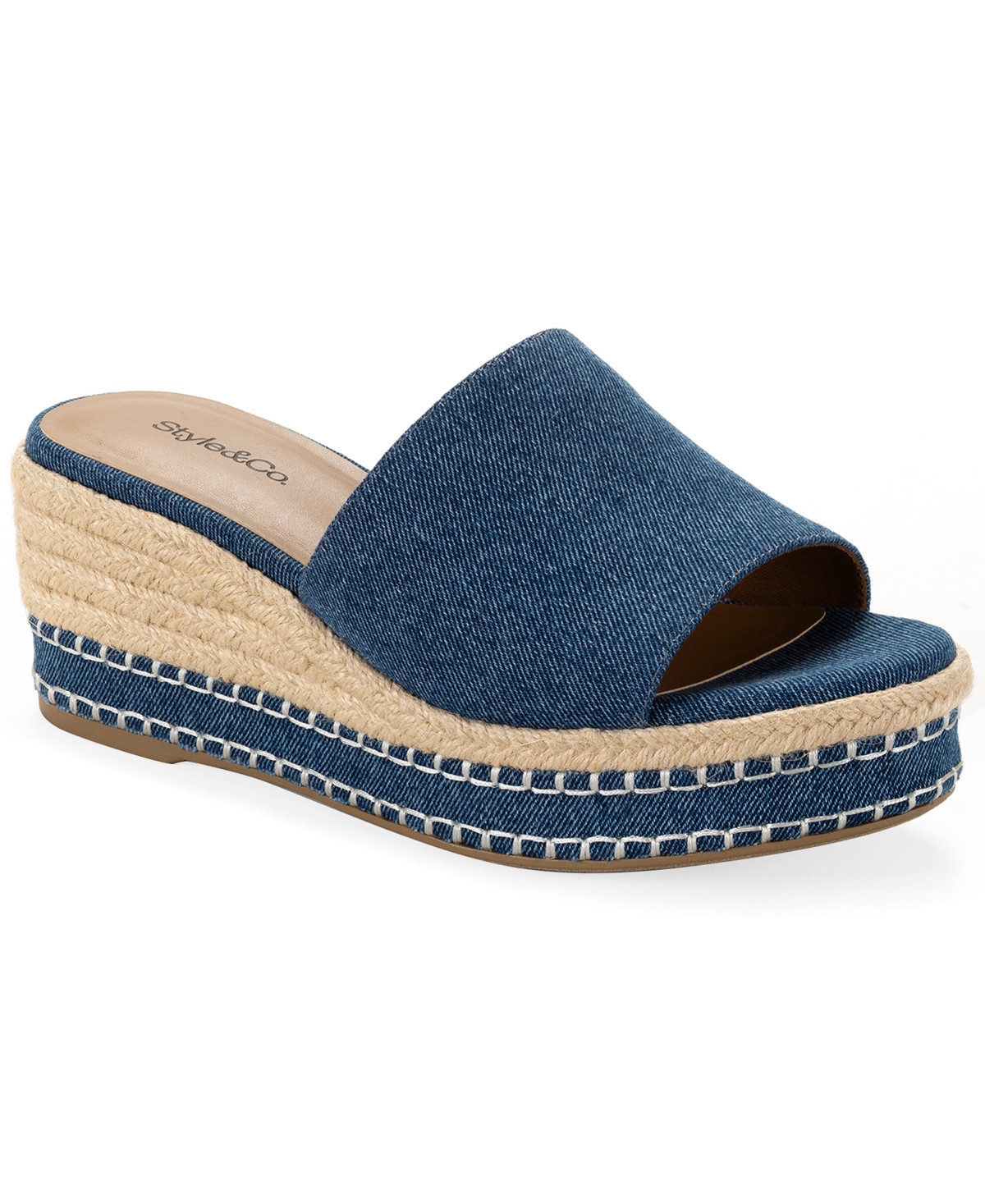 Style & Co Women's Hayess Wedge Sandals, Exclusively at Macy's - Lps Denim | Macy's