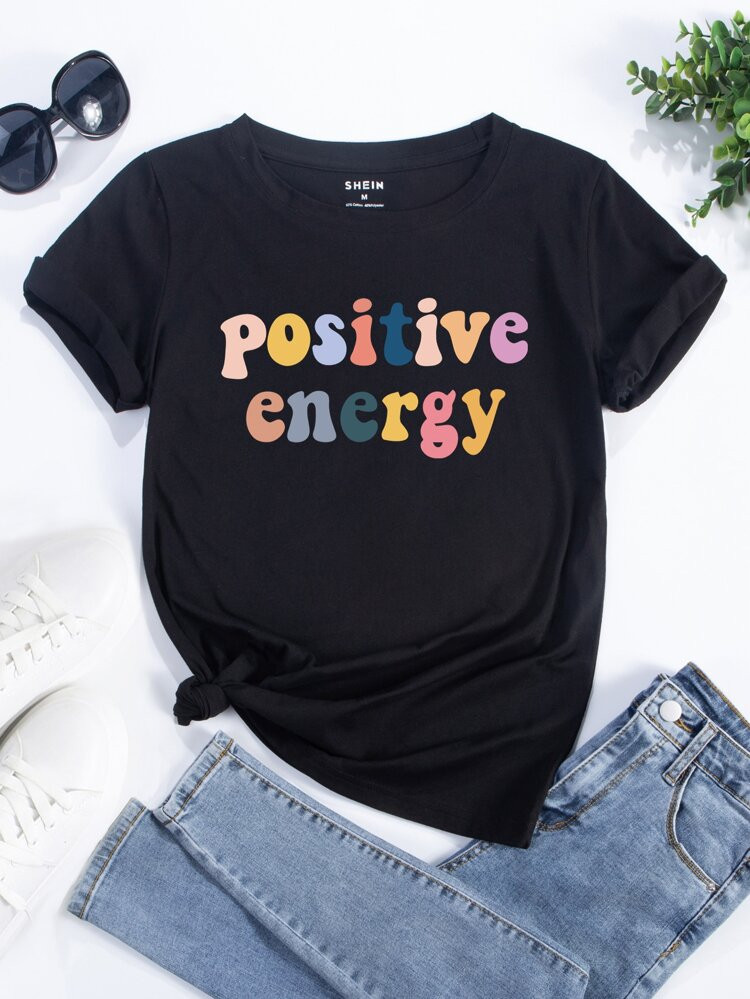 Letter Graphic Round Neck Tee | SHEIN