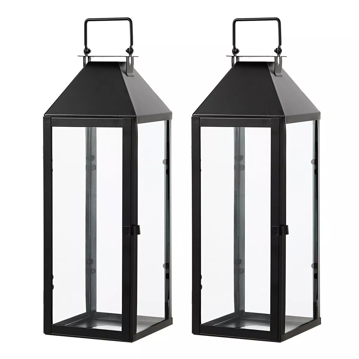 Ruane 17.5" Indoor/Outdoor Lantern (Set of 2) - PLT4056 - Black/Clear - Safavieh | Target