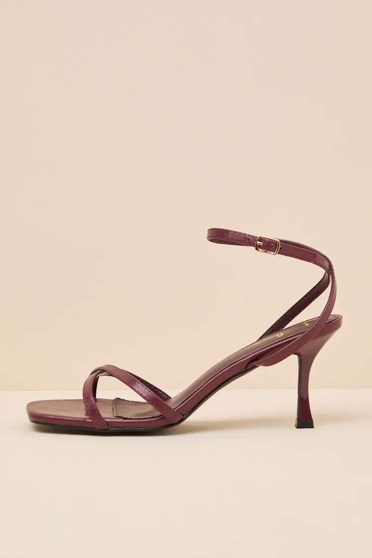 Salix Burgundy Ankle Strap High Heel Sandals | Lulus