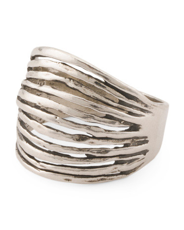 Made In Israel Sterling Silver Multi Row Domed Ring | TJ Maxx