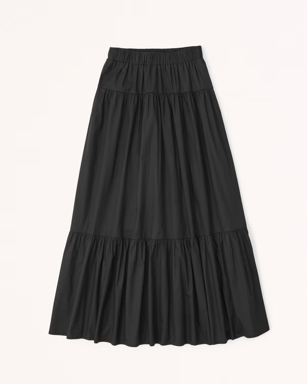 Poplin Tiered Maxi Skirt | Abercrombie & Fitch (US)