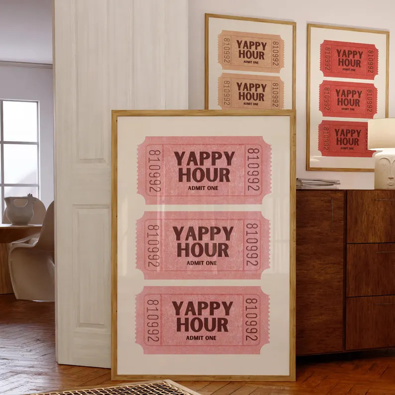 Yappy Hour Print, Happy Hour Bar Cart Wall Art, Bar Cart Printable, Retro Cocktail Art, Party Dri... | Etsy (US)
