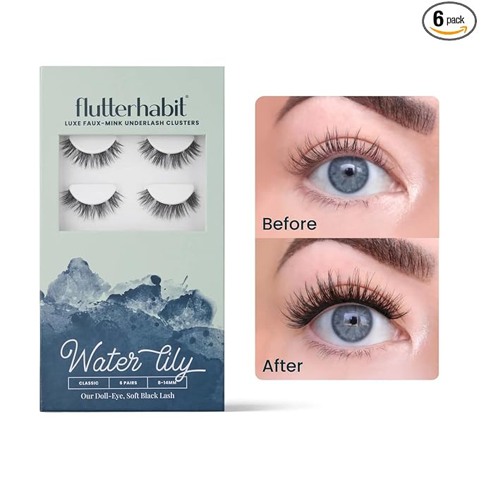 FlutterHabit Water Lily Lash Clusters for Women, Salon Quality At Home Eyelashes Extension Kit, 6... | Amazon (US)
