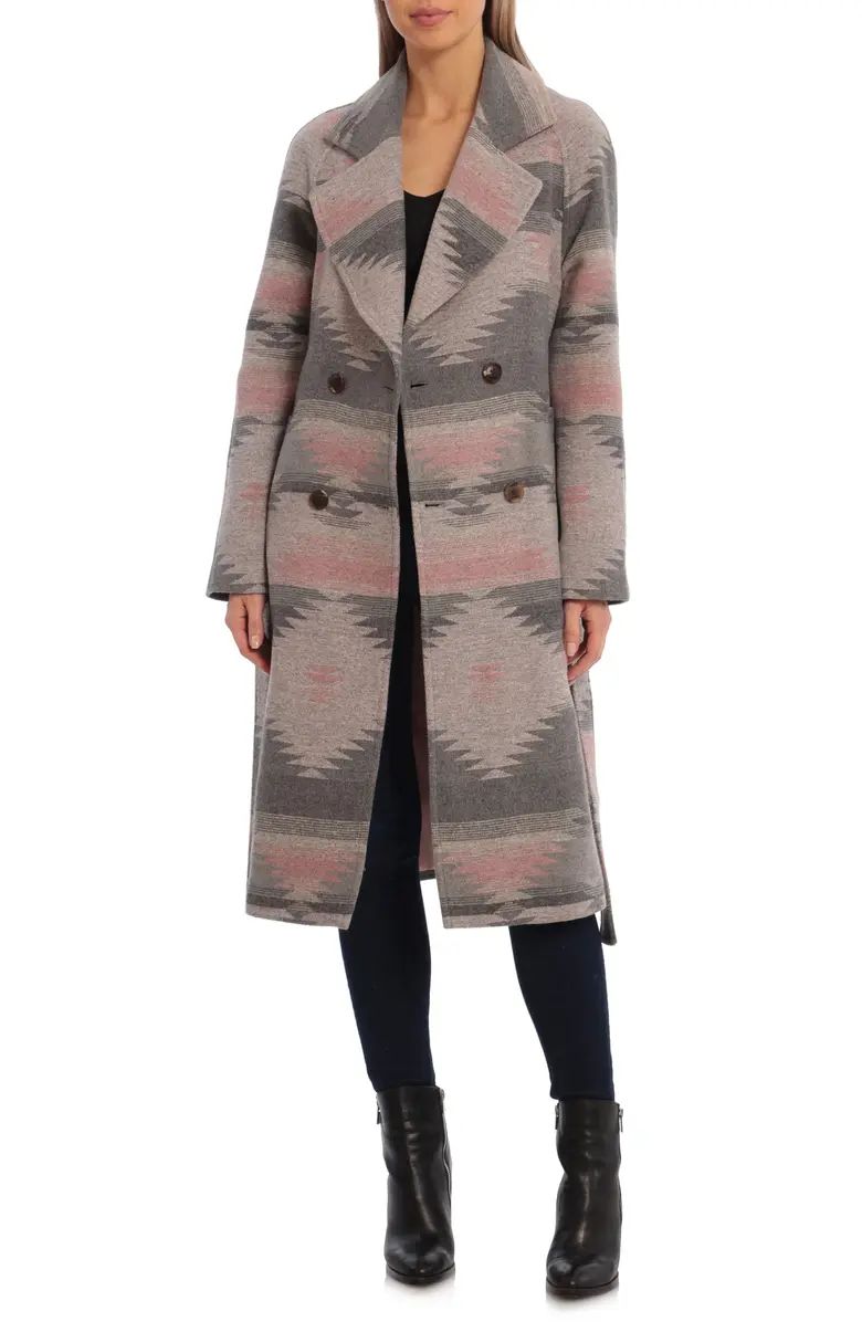 Avec Les Filles Belted Blanket Pattern Walking Coat | Nordstrom | Nordstrom